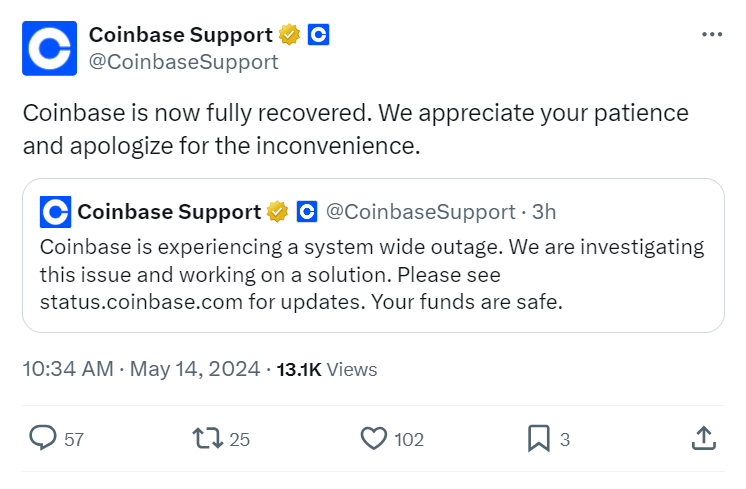 Coinbase outage