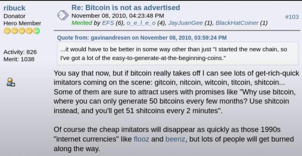first mention of shitcoin